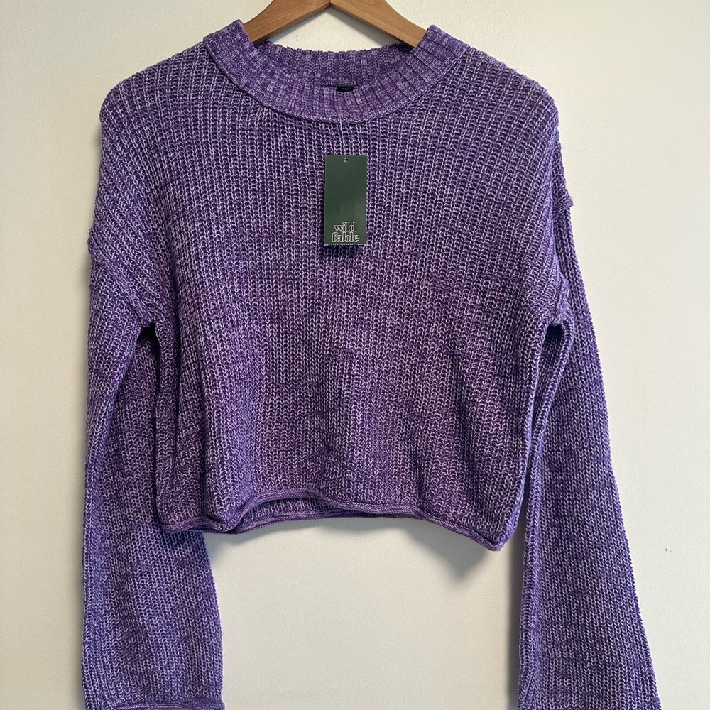 wild fable Lilac Cropped Knit Pullover